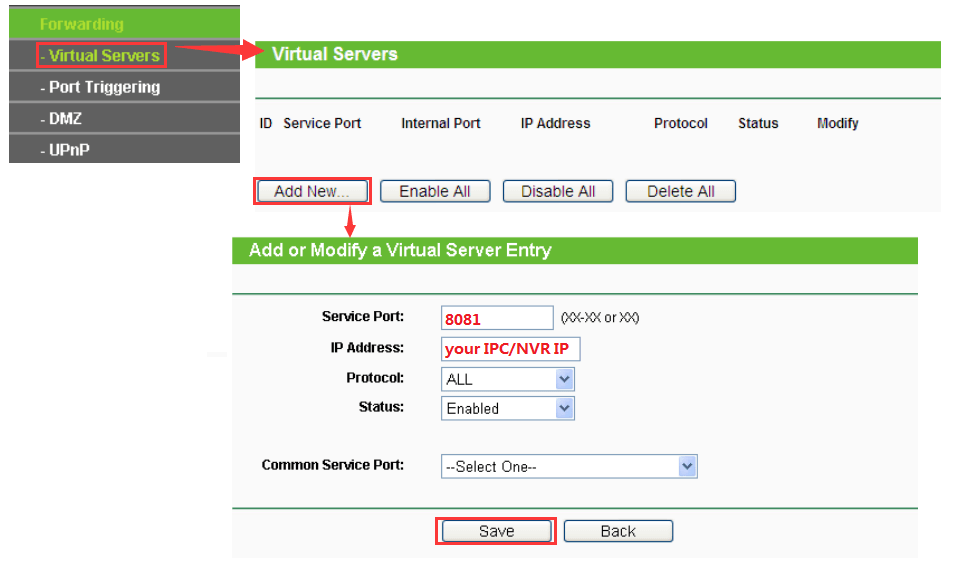 Port forwarding