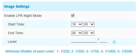 Settings of Milesight LPR Camera interface