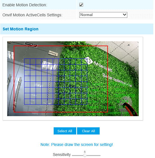 Enable motion detection via camera