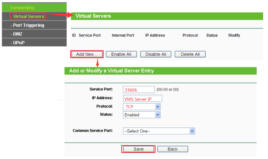 VMS Pro port forwarding