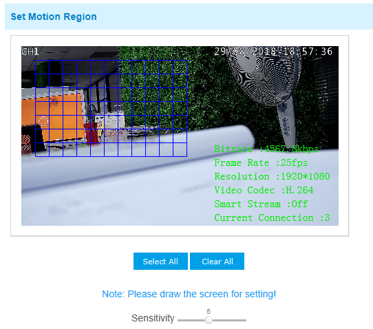 Motion detection on camera