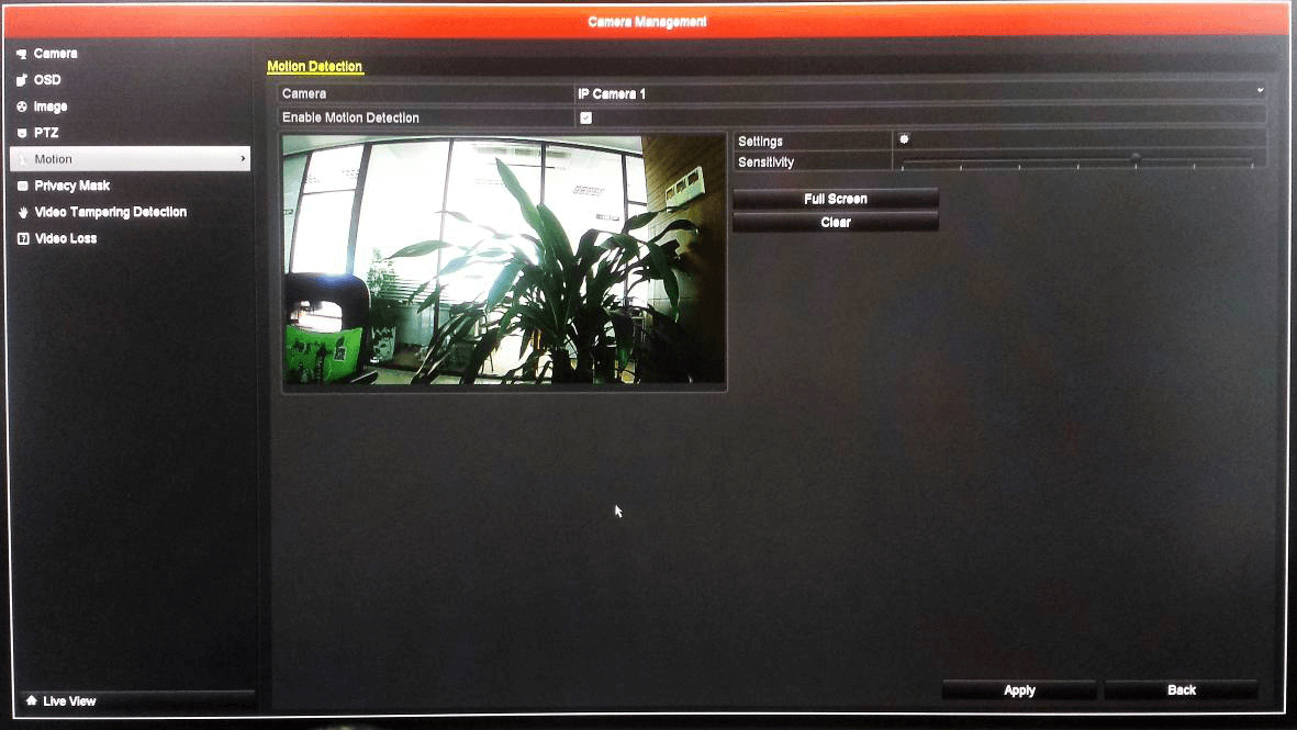 Motion detection on Hikvision NVR