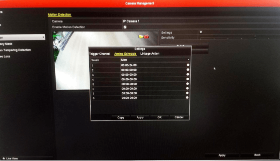 Motion detection on Hikvision NVR